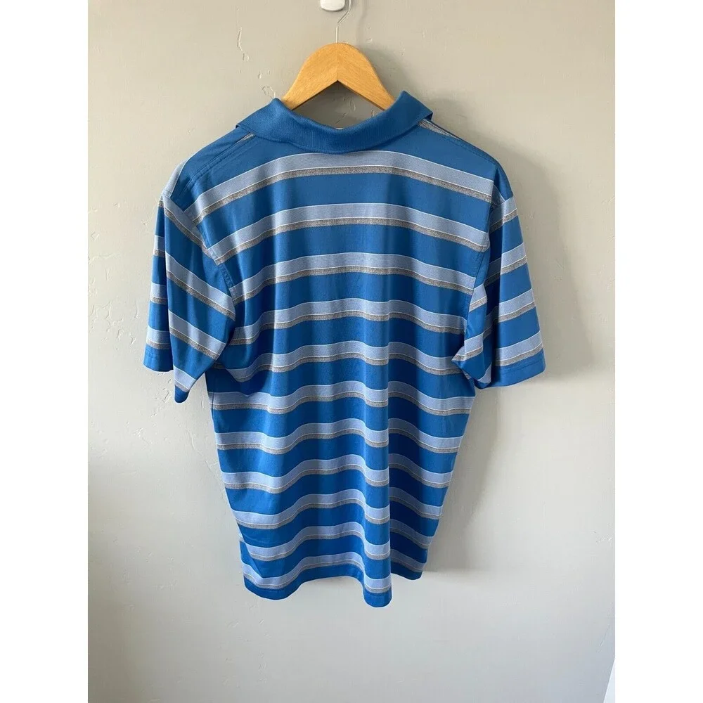 Brooks Brothers Dri Fit Golf Polo Shirt Mens Size‎ Medium Blue Striped